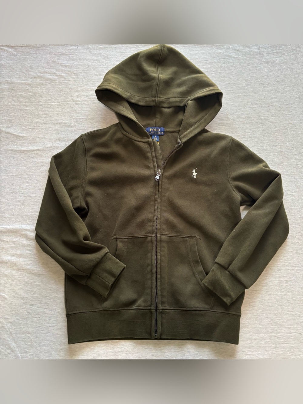 Polo Ralph Lauren Kids Olive Green Full Zip Pony Hoodie Size 6